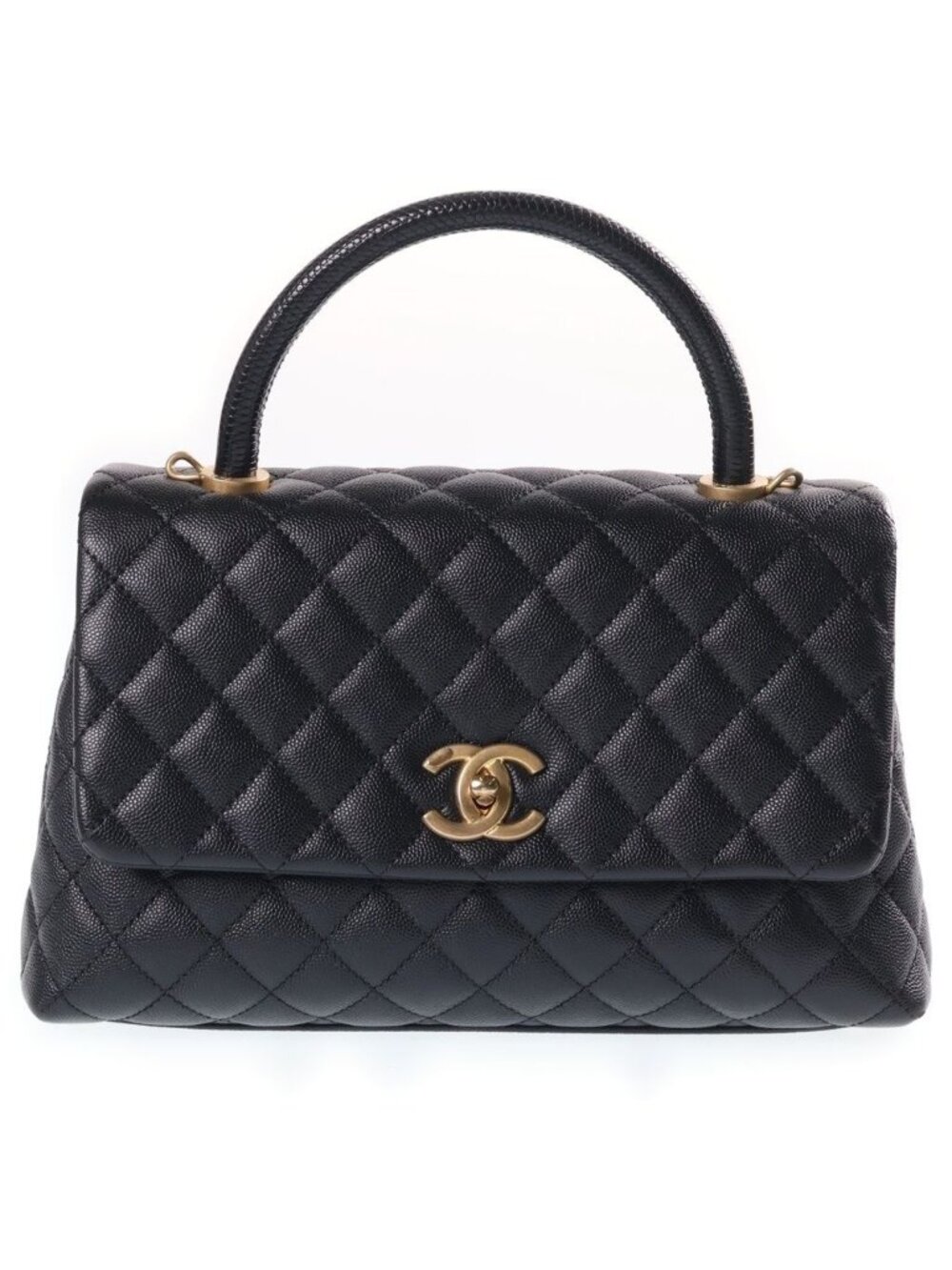 Chanel Coco Handle 29 2-Way Shoulder Bag Black Caviar Leather Gold